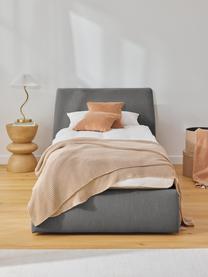 Letto singolo con contenitore Cloud, Rivestimento: tessuto finemente struttu, Piedini: legno laccato Il material, Tessuto antracite, Larg. 90 x Lung. 200 cm, con vano contenitore