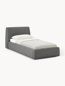 Cama individual Cloud, con espacio de almacenamiento, Tapizado: tejido finamente texturiz, Estructura: madera de pino y roble ma, Patas: madera pintada El materia, Tejido gris antracita, An 90 x L 200 cm