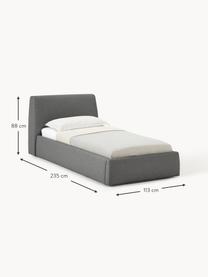 Cama individual Cloud, con espacio de almacenamiento, Tapizado: tejido finamente texturiz, Estructura: madera de pino y roble ma, Patas: madera pintada El materia, Tejido gris antracita, An 90 x L 200 cm