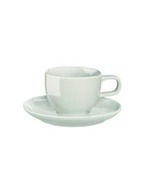 Porzellan-Espressotassen Kolibri mit Untertasse in Mintgrün glänzend, 6 Stück, Porzellan, Mintgrün, Ø 6 x H 12 cm