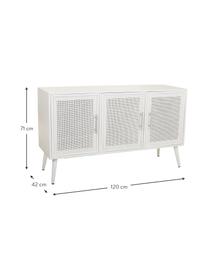 Credenza con ante Cayetana, Maniglie: metallo, Piedini: legno di bambù verniciato, Bianco, Larg. 120 x Alt. 71 cm