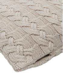 Housse de coussin tricotée 40x40 beige Caleb, 100 % coton peigné, Beige, larg. 40 x long. 40 cm