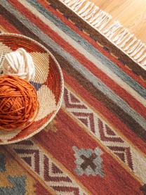 Kilim en laine tissé main Zohra, Tons rouges, larg. 120 x long. 170 cm (taille S)