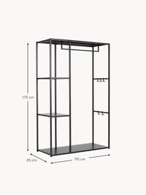 Offener Metall-Kleiderschrank Preston, Stahl, pulverbeschichtet, Schwarz, B 110 x H 170 cm