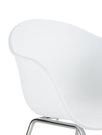 Krzesło z podłokietnikami z tworzywa sztucznego Claire, Nogi: metal galwanizowany, Siedzisko: biały Nogi: odcienie srebrnego, błyszczący, S 60 x G 54 cm