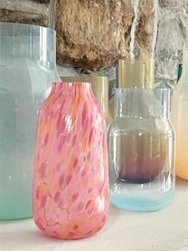 Handgefertigte Vase Confetti, H 26 cm, Glas, Rosa, Peach, Ø 13 x H 26 cm