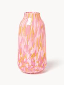 Vase artisanal Confetti, haut. 26 cm, Verre, Rose clair, pêche, Ø 13 x haut. 26 cm