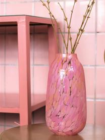 Ručně vyrobená váza Confetti, V 26 cm, Sklo, Růžová, broskvová, Ø 13 cm, V 26 cm