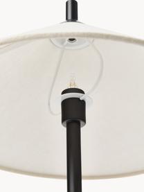 Lámpara de mesa de mármol Vica, Pantalla: tela, Estructura: metal recubierto, Cable: cubierto en tela, Blanco crema, mármol negro, Ø 31 x Al 48 cm