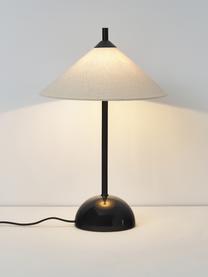 Lampada da tavolo con base in marmo Vica, Paralume: lino (100% poliestere), Struttura: metallo rivestito, Bianco crema, nero marmorizzato, Ø 31 x Alt. 48 cm