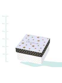 Komplet pudełek prezentowych Nica, 3 elem., Papier, Czarny, biały, odcienie złotego, Komplet z różnymi rozmiarami