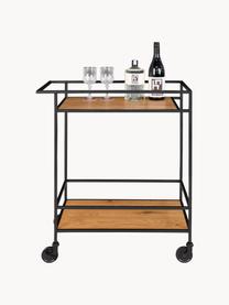 Barcart Vita, Frame: gecoat metaal, Plateaus: MDF, Zwart, hout, B 68 x H 79 cm