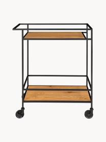 Camarera Vita, Estructura: metal recubierto, Estantes: tablero de fibras de dens, Negro, madera, An 68 x Al 79 cm