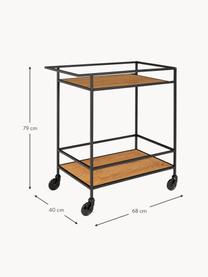 Wózek barowy Vita, Stelaż: metal powlekany, Czarny, drewno naturalne, S 68 x W 79 cm