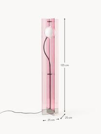 Lámpara de pie pequeña Mills, Pantalla: cristal, Cable: cubierto en tela, Rosa claro, plateado, Al 135 cm