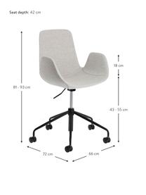 Sedia da ufficio girevole Yolanda, Rivestimento: poliestere, Struttura: acciaio rivestito, Grigio, nero, Larg. 66 x Alt. 72 cm