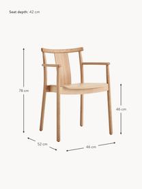 Armlehnstuhl Merkur aus Eichenholz, Eichenholz, Sperrholz, Eichenholz, B 46 x T 52 cm