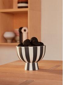 Bol à fruits artisanal Toppu, haut. 10 cm, Grès cérame, Noir, blanc, Ø 13 x haut. 10 cm