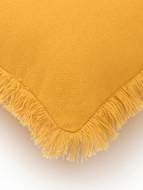 Cuscino con finitura a frange Prague, Retro: cotone, Giallo sole, Larg. 40 x Lung. 40 cm