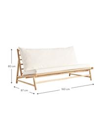 Sofá lounge de bambú Bamslow, Estructura: madera de bambú, Funda: 100% algodón, Blanco, marrón, An 160 x F 87 cm