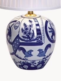 Lámpara de mesa de cerámica Göteborg, Pantalla: poliéster, Azul, blanco, Ø 31 x Al 48 cm