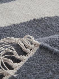 Tapis kilim en laine tissé à la main Stones, Blanc cassé, gris acier