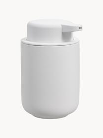 Distributeur de savon en grès à surface veloutée Omega, Blanc, Ø 8 x haut. 13 cm
