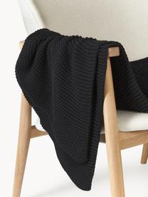 Pletená deka Adalyn, 100 % organická bavlna, certifikát GOTS, Čierna, Š 150 x D 200 cm