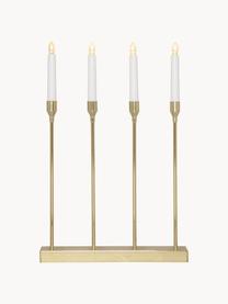 Candelabro con funzione timer Lottie, Candelabro: metallo rivestito, Dorato, bianco, Larg. 33 x Alt. 48 cm