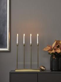 Candelabro con funzione timer Lottie, Candelabro: metallo rivestito, Dorato, bianco, Larg. 33 x Alt. 48 cm