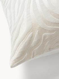 Housse de coussin en velours Wilda, Tons blanc crème, larg. 50 x long. 50 cm