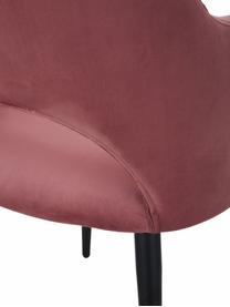 Krzesło z podłokietnikami z aksamitu Rachel, Tapicerka: aksamit (poliester) Dzięk, Nogi: metal malowany proszkowo, Aksamitny brudny różowy, S 56 x G 70 cm