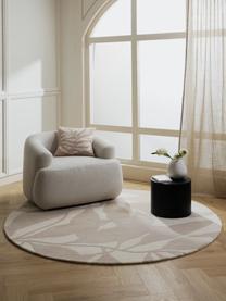 Tapis rond en laine tufté main Lando, Beige, blanc crème, Ø 120 (taille S)