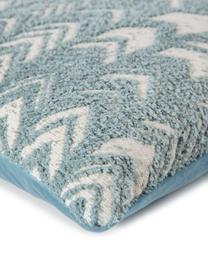 Housse de coussin réversible velours Tilas, Bleu menthe, crème