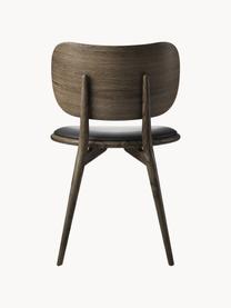 Kožená stolička s drevenými nohami Rock, Čierna, dubové drevo, tmavé, Š 52 x H 44 cm