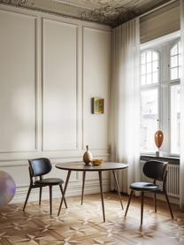 Leren stoel Rocker met houten poten, handgemaakt, Zitvlak: papiergaas, Frame: eikenhout Dit product is , Zwart, eikenhout, donker, B 52 x D 44 cm