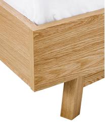 Łóżko z drewna z zagłówkiem Tammy, Stelaż: płyta pilśniowa średniej , Nogi: lite drewno dębowe, Drewno dębowe, S 140 x D 200 cm