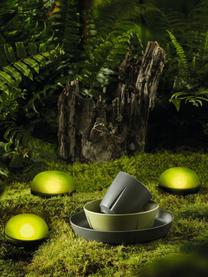 Lámpara de mesa LED regulable Soft Spot, portátil, Lámpara: plástico, Cable: cubierto en tela, Verde oscuro semitransparente, Ø 11 x Al 7 cm