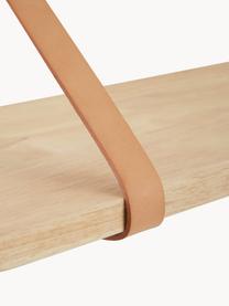 Nástenný regál s koženými ramienkami Forno, Kaučukovníkové drevo, béžová, Š 80 x H 20 cm