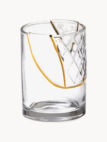 Designer Wasserglas Kintsugi, Dekor: Gold, Transparent, Ø 8 x H 11 cm, 300 ml