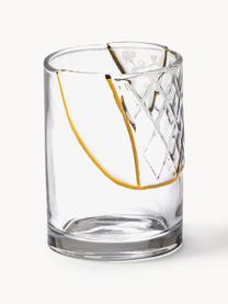 Kristallen glazen Kintsugi, Decoratie: goudkleurig Breng de glam, Transparant, goudkleurig, Ø 8 x H 11 cm, 300 ml