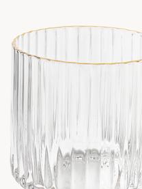 Poháre z fúkaného skla na vodu Aleo, 4 ks, Sodno-vápenaté sklo, Priehľadná so zlatým okrajom, Ø 10 x V 17 cm