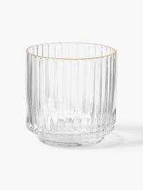 Verres à eau soufflés bouche Aleo, 4 pièces, Verre sodo-calcique, Transparent avec bord doré, Ø 8 x haut. 8 cm, 320 ml