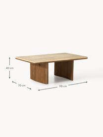 Table basse en chêne avec plateau en travertin Chandler, Bois de chêne, beige travertin, larg. 110 x prof. 70 cm