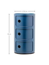 Design Container Componibili, 3 Elemente, Kunststoff, Greenguard-zertifiziert, Blau, glänzend, Ø 32 x H 59 cm