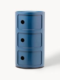 Contenitore di design con 3 cassetti Componibili, Plastica (ABS) laccata, certificata Greenguard, Grigio-blu lucido, Ø 32 x Alt. 59 cm