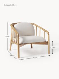 Sillón de roble Balin, Tapizado: 100% poliéster Alta resis, Estructura: madera de roble maciza El, Tejido beige claro, madera de roble clara, An 79 x Al 73 cm