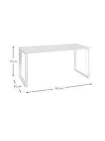 Bureau Monteria van hout en metaal, Tafelblad: spaanplaat met melamineha, Frame: metaal, gepoedercoat, Wit, B 160 x D 80 cm