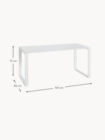 Schreibtisch Monteria aus Holz und Metall, Tischplatte: Spanplatte mit Melaminhar, Gestell: Metall, pulverbeschichtet, Weiß, B 160 x T 80 cm