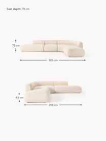 Narożna sofa modułowa Bouclé Sofia (4-osobowa), Tapicerka: Bouclé (100% poliester) D, Stelaż: drewno świerkowe, płyta w, Nogi: tworzywo sztuczne Ten pro, Jasnobeżowy Bouclé, S 385 x G 298 cm